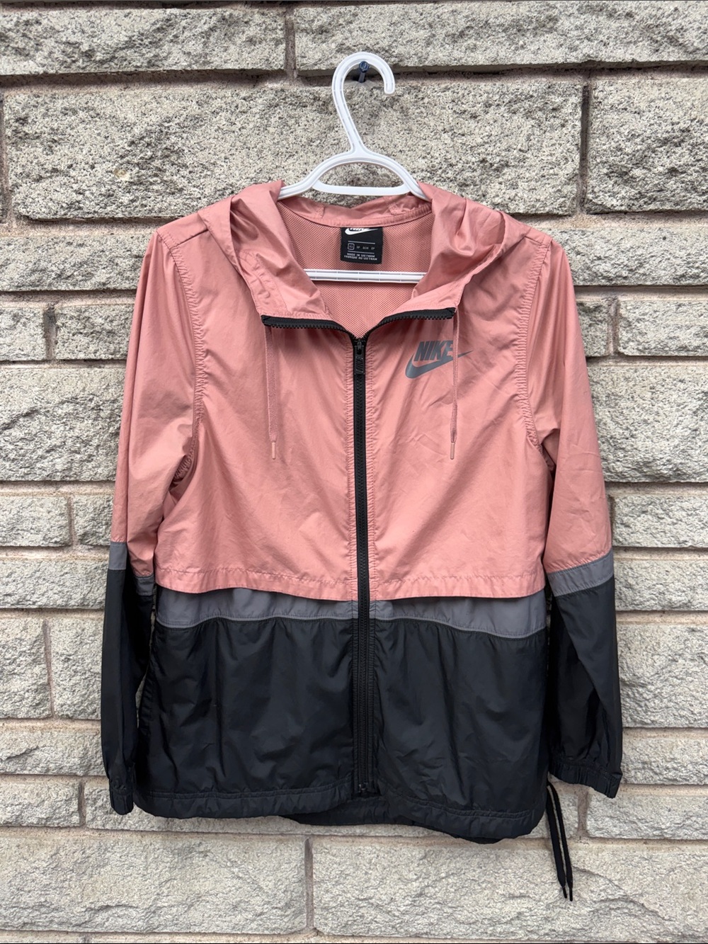 Nike Pink and Black Colorblock Windbreaker Jacket